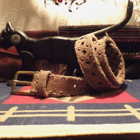Free People Thick Cloth Belt with Grommets & Studs M/L - Picture 4 of 6